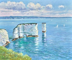 Old Harry Rock by James Preston - Original Painting on Stretched Canvas sized 24x20 inches. Available from Whitewall Galleries